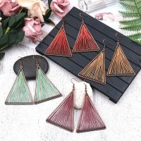 Zinc Alloy Drop Earring, with Cotton Thread, Triangle, antique copper color plated, for woman 