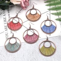 Zinc Alloy Drop Earring, with Cotton Thread, Donut, antique copper color plated, for woman 