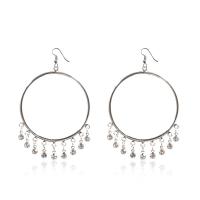 Zinc Alloy Tassel Earring, silver color plated, for woman & with rhinestone 