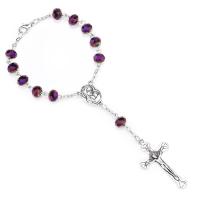 Crystal Pray Beads Bracelet, with Zinc Alloy, with 3.5inch extender chain, Cross, silver color plated, Unisex Approx 7 Inch 