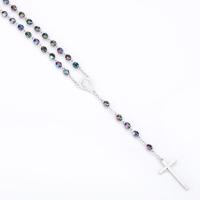 Rosary Necklace, Acrylic, with Zinc Alloy, Cross, silver color plated, Unisex & Christian Jewelry, 6mm Approx 18 Inch 