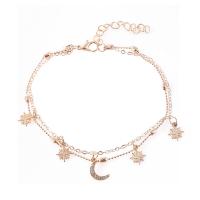 Zinc Alloy Anklet, with 2inch extender chain, rose gold color plated, for woman, 35mm Approx 8.2 Inch 