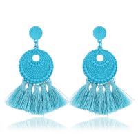 Zinc Alloy Tassel Earring, with Nylon Cord, stainless steel post pin, painted, for woman lead & cadmium free 