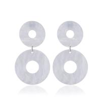 Acrylic Drop Earring, stainless steel post pin, Round, for woman, white 