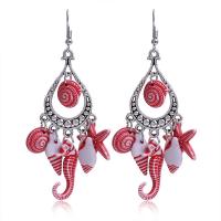 Zinc Alloy Drop Earring, with Acrylic, iron earring hook, Seahorse, silver color plated, for woman & blacken lead & cadmium free 