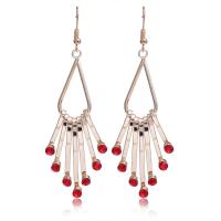Zinc Alloy Tassel Earring, iron earring hook, gold color plated, for woman & with rhinestone lead & cadmium free 