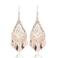 Zinc Alloy Tassel Earring, iron earring hook, gold color plated, for woman & hollow, lead & cadmium free 