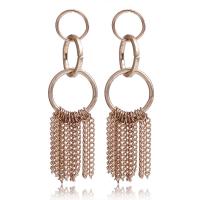 Zinc Alloy Tassel Earring, stainless steel post pin, Round, gold color plated, for woman, lead & cadmium free 