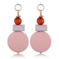 Resin Drop Earring, with Wood & Zinc Alloy, gold color plated, for woman 