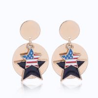 Enamel Zinc Alloy Drop Earring, stainless steel post pin, Star, gold color plated, for woman, lead & cadmium free 