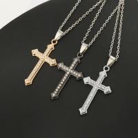Rhinestone Zinc Alloy Necklace, with 1.96inch extender chain, Cross, plated, oval chain & micro pave rhinestone & for woman .7 Inch 