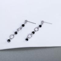 925 Sterling Silver Drop Earring, with Crystal, platinum plated, flower cut & for woman & faceted 
