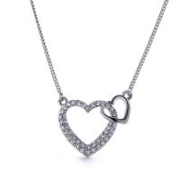 Rhinestone Zinc Alloy Necklace, with 1.97lnch extender chain, Heart, platinum color plated, twist oval chain & for woman & with rhinestone Approx 15.7 Inch 