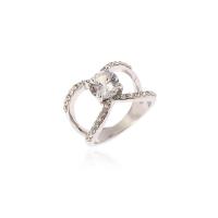 Anillo de dedo de aleación de Zinc, chapado en color de plata, diverso tamaño para la opción & para mujer & con diamantes de imitación, Vendido por UD