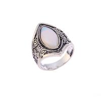 Zinc Alloy Finger Ring, with Sea Opal, antique silver color plated & for woman 