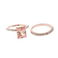 Couple Finger Rings, Zinc Alloy, rose gold color plated & with cubic zirconia & with rhinestone 