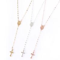Zinc Alloy Necklace, Cross, plated, for woman Approx 19.6-31.5 Inch 