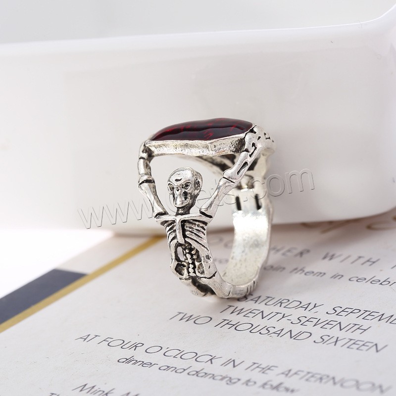 Эмаль цинкового сплава кольцо, цинковый сплав, Череп, плакированный цветом под старое серебро, разный размер для выбора & Женский & эмаль, продается PC