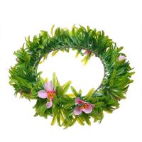 Cloth Hair Wreath, with Plastic, Flower, for woman, green 