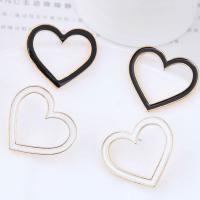 Brass Stud Earring, Heart, real gold plated, for woman & enamel nickel, lead & cadmium free 