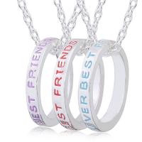 Enamel Zinc Alloy Necklace, with 1.96inch extender chain, forever best friend, silver color plated, three pieces & Unisex & oval chain & with letter pattern Approx 17.7 Inch 