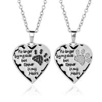 Rhinestone Zinc Alloy Necklace, with 1.96inch extender chain, Heart, silver color plated, oval chain & with letter pattern & for woman & enamel & with rhinestone Approx 17.7 Inch 
