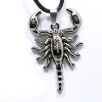 Zinc Alloy Necklace, with leather cord, with 1.96inch extender chain, Scorpion, gun black plated, for man Approx 17.7 Inch 