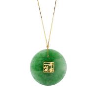 925 Sterling Silver Necklace, with Gemstone, Flat Round, real gold plated & box chain & for woman, 35mm Approx 17.7 Inch 