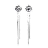 Cubic Zirconia Micro Pave Sterling Silver Earring, Brass, Tassel, platinum plated, micro pave cubic zirconia & for woman 