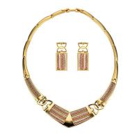 Fashion Zinc Alloy Jewelry Sets, earring & necklace, plated, bar chain & for woman Approx 18 Inch 