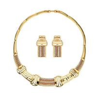 Fashion Zinc Alloy Jewelry Sets, earring & necklace, plated, bar chain & for woman & hollow Approx 18 Inch 