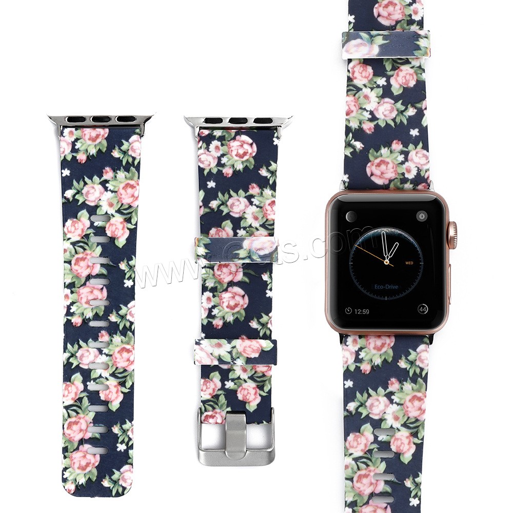 Silicone Watch Band, for Apple Watch & different size for choice & different designs for choice, Length:Approx 7 Inch, Sold By PC