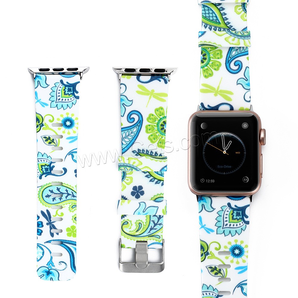 Silicone Watch Band, for Apple Watch & different size for choice & different designs for choice, Length:Approx 7 Inch, Sold By PC
