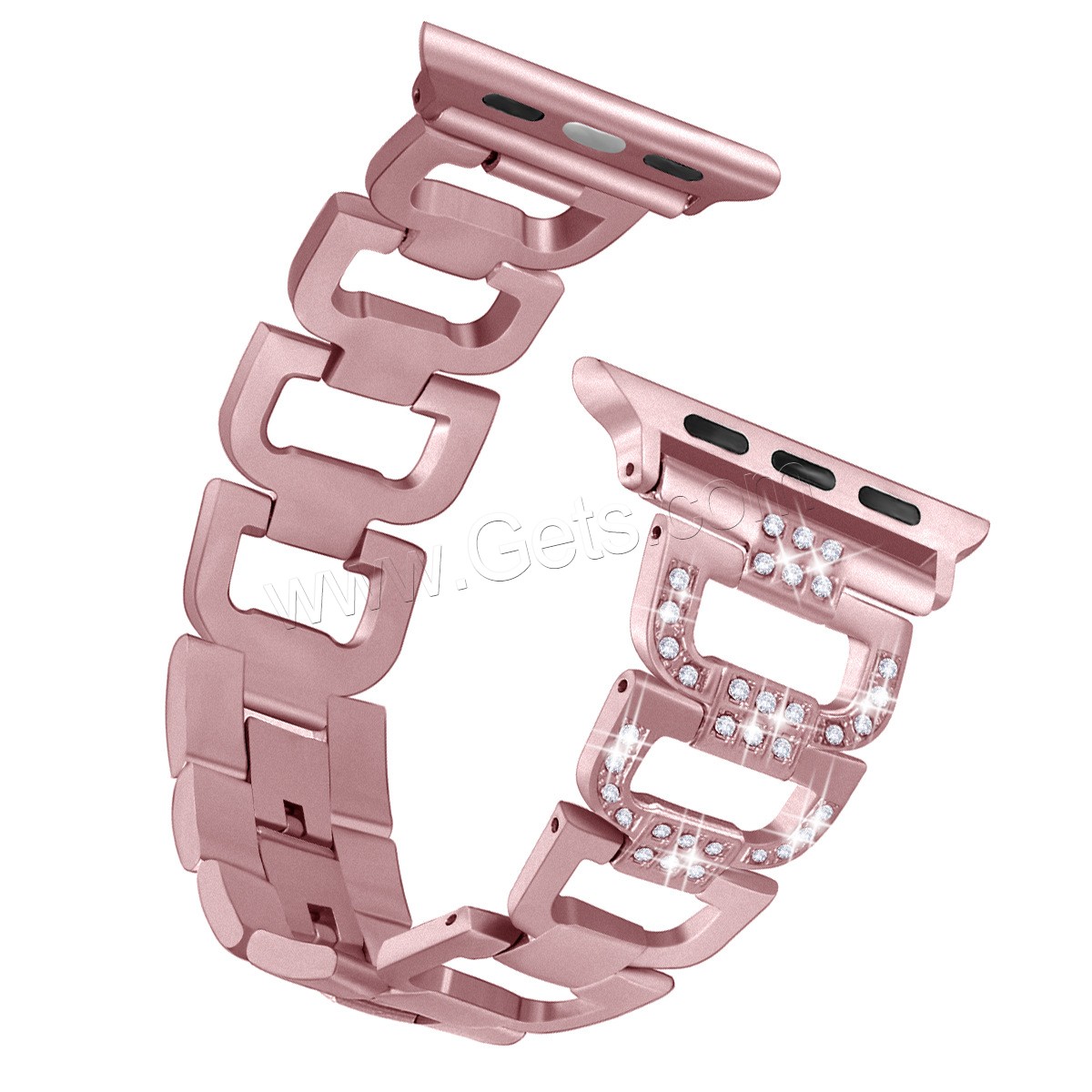 Zinc Alloy Watch Band, plated, for Apple Watch & different size for choice & with rhinestone, more colors for choice, Length:Approx 7 Inch, Sold By PC