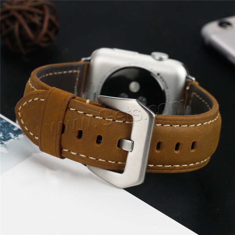 Cuir bracelet de montre, acier inoxydable fermoir bande de montre, pour Apple Watch & normes différentes pour le choix, plus de couleurs à choisir, Longueur:Environ 7 pouce, Vendu par PC