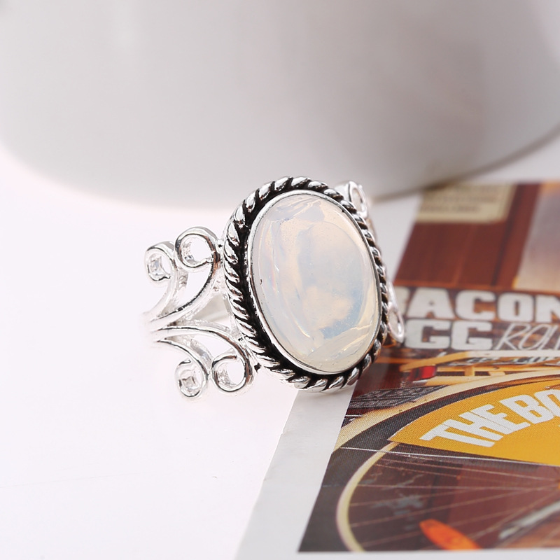Латунь Кольцо, с Морской опал, плакированный настоящим серебром, разный размер для выбора & Женский, продается PC