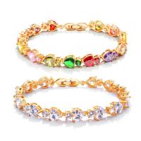 Cubic Zirconia Brass Bracelets, gold color plated, for woman & with cubic zirconia 12mm Approx 7 Inch 