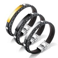 PU Leather Bracelet, with Titanium Steel, plated, Double Layer & for man Approx 8 Inch 