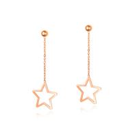 Titanium Steel Earrings, Star, rose gold color plated, for woman, 20mm 