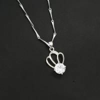 Zinc Alloy Cubic Zirconia Necklace, with 1.96inch extender chain, silver color plated, bar chain & for woman & with cubic zirconia Approx 17.7 Inch 