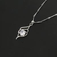 Rhinestone Zinc Alloy Necklace, with 1.96inch extender chain, silver color plated, bar chain & for woman & with rhinestone & hollow Approx 17.7 Inch 