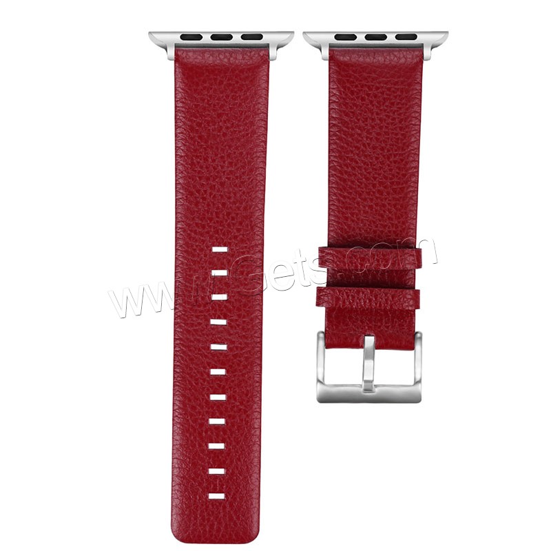 Leather Watch Band, stainless steel watch band clasp, for Apple Watch & different size for choice, more colors for choice, Length:Approx 7 Inch, Sold By PC