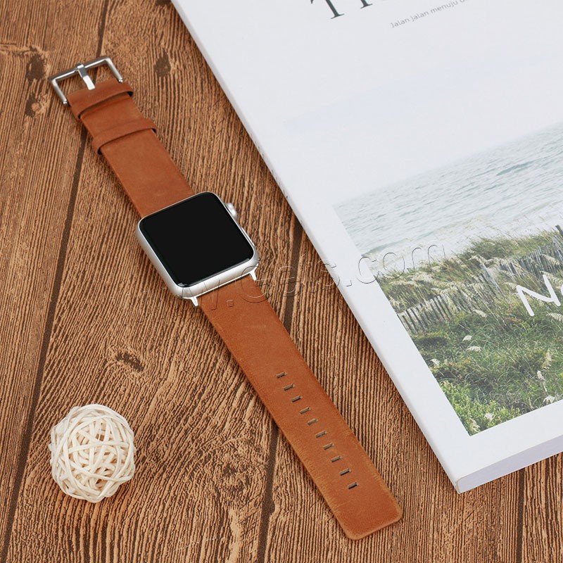 Cuir bracelet de montre, acier inoxydable fermoir bande de montre, pour Apple Watch & normes différentes pour le choix, plus de couleurs à choisir, Longueur:Environ 7 pouce, Vendu par PC