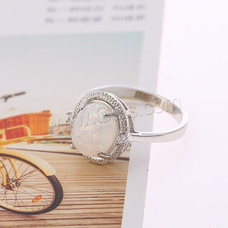 metal anillo, con Ópalo, chapado en platina real, diverso tamaño para la opción & para mujer & con circonia cúbica, Vendido por UD
