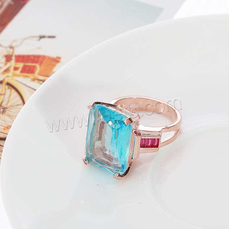 Circón cúbico anillo de dedo de latón, metal, chapado en oro de rosa real, diverso tamaño para la opción & para mujer & con circonia cúbica, Vendido por UD