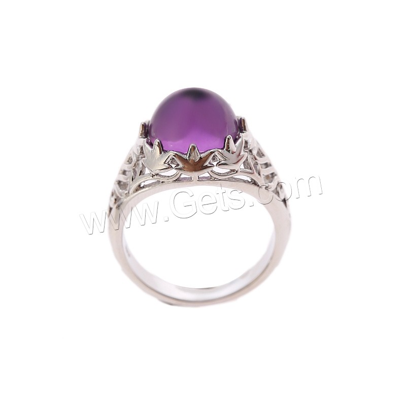 Zinc Alloy Finger Ring, with Amethyst, silver color plated, different size for choice, Sold By PC