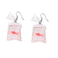 Plastic Drop Earring, with Resin & Zinc Alloy, silver color plated, for woman 