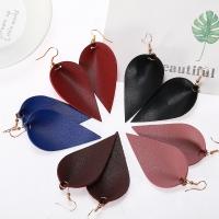 PU Leather Drop Earring, with Zinc Alloy, gold color plated, for woman 