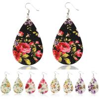 PU Leather Drop Earring, with Zinc Alloy, silver color plated, for woman 