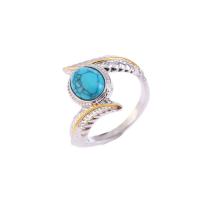 Turquoise Zinc Alloy Finger Ring, with Synthetic Turquoise, plated & for woman 